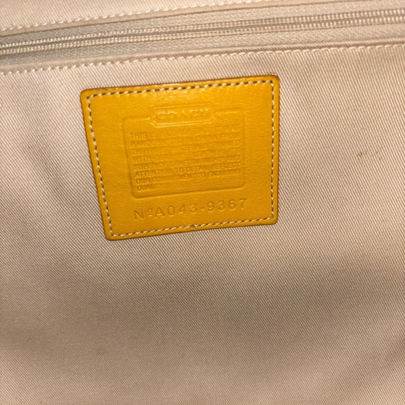 Coach Green Canvas & Yellow Leather Trim Carryall Hampton Tote - Picture 15 of 16